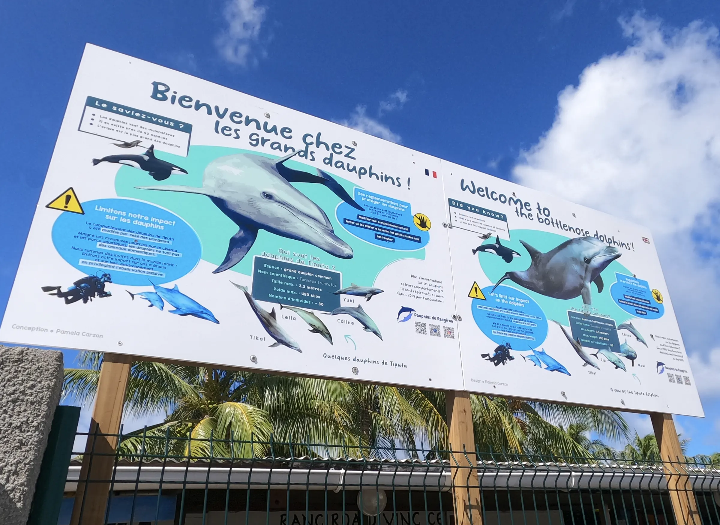 Nuevos paneles informativos y de sensibilización sobre los delfines de Rangiroa